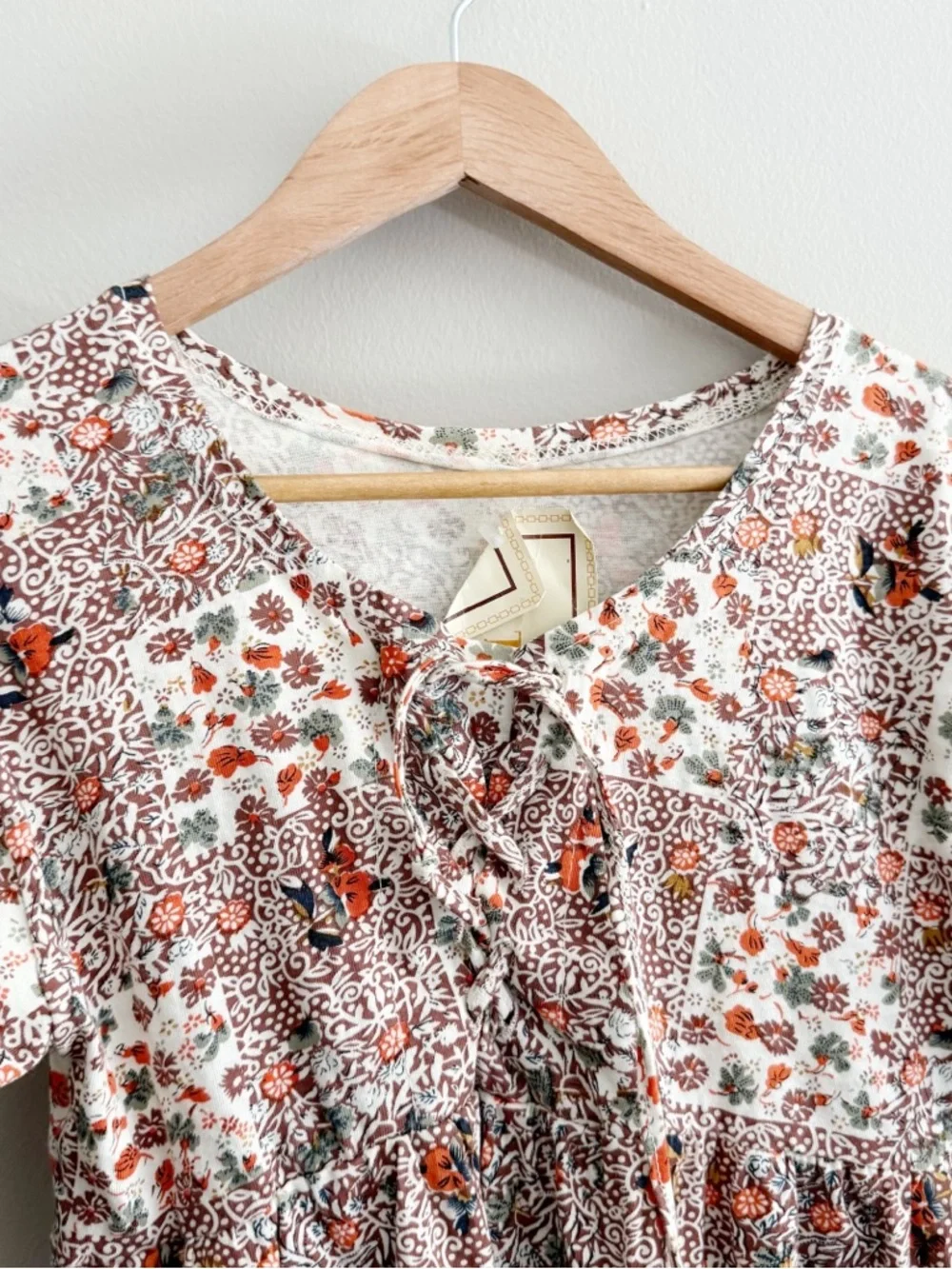 Vintage 90s Patchwork Floral Babydoll Dress Small